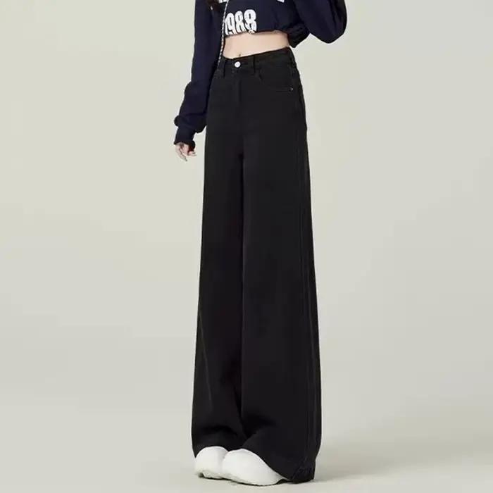 Jean noir taille haute pour femmes