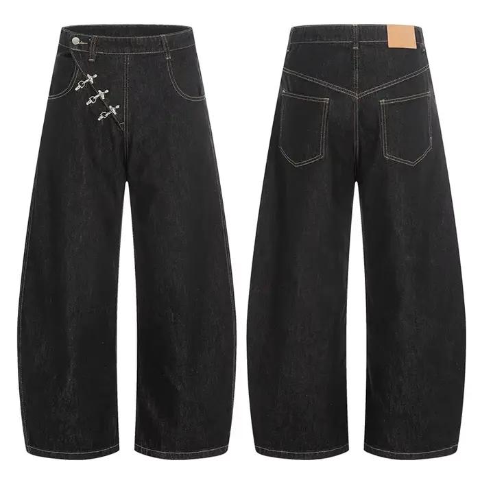IEFB avion bouton conception noir hommes botte coupe jean Niche unisexe haute rue ample jambe large Denim pantalons longs 2026 nouveau 9X2176
