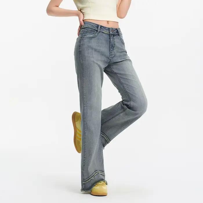 Jean évasé déchiré pour femme Semir style vintage effet allongeant les jambes mode décontractée quotidienne