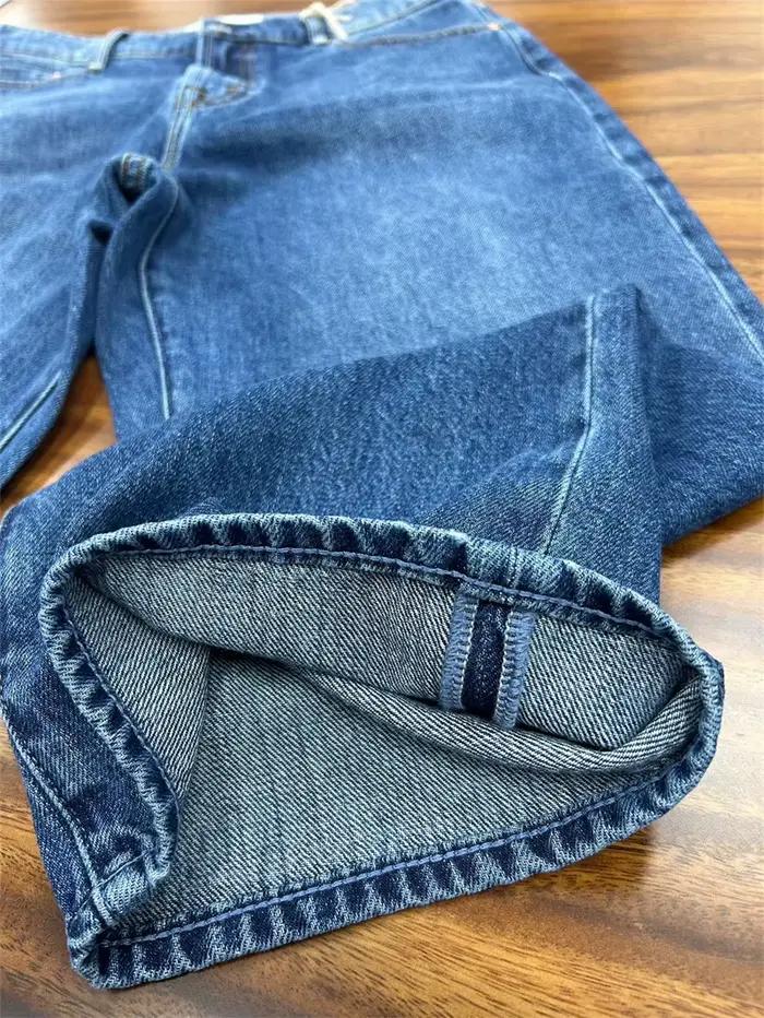 Femme taille haute jambe droite pantalon en Denim ample 2025 automne nouvelles femmes cerise brodé poche rétro jean polyvalent