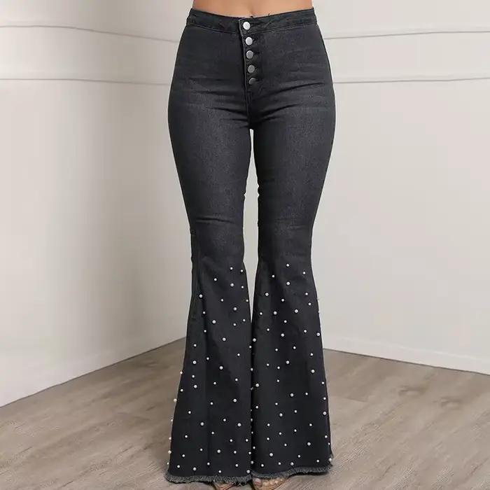 Pantalon évasé en jean pour femme