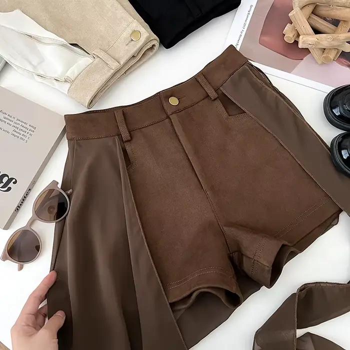 Shorts droits pour femme, coupe ajustée et fine, style Spice Girls, taille haute, polyvalents, coupe en A, hot pants denim polyester printemps été