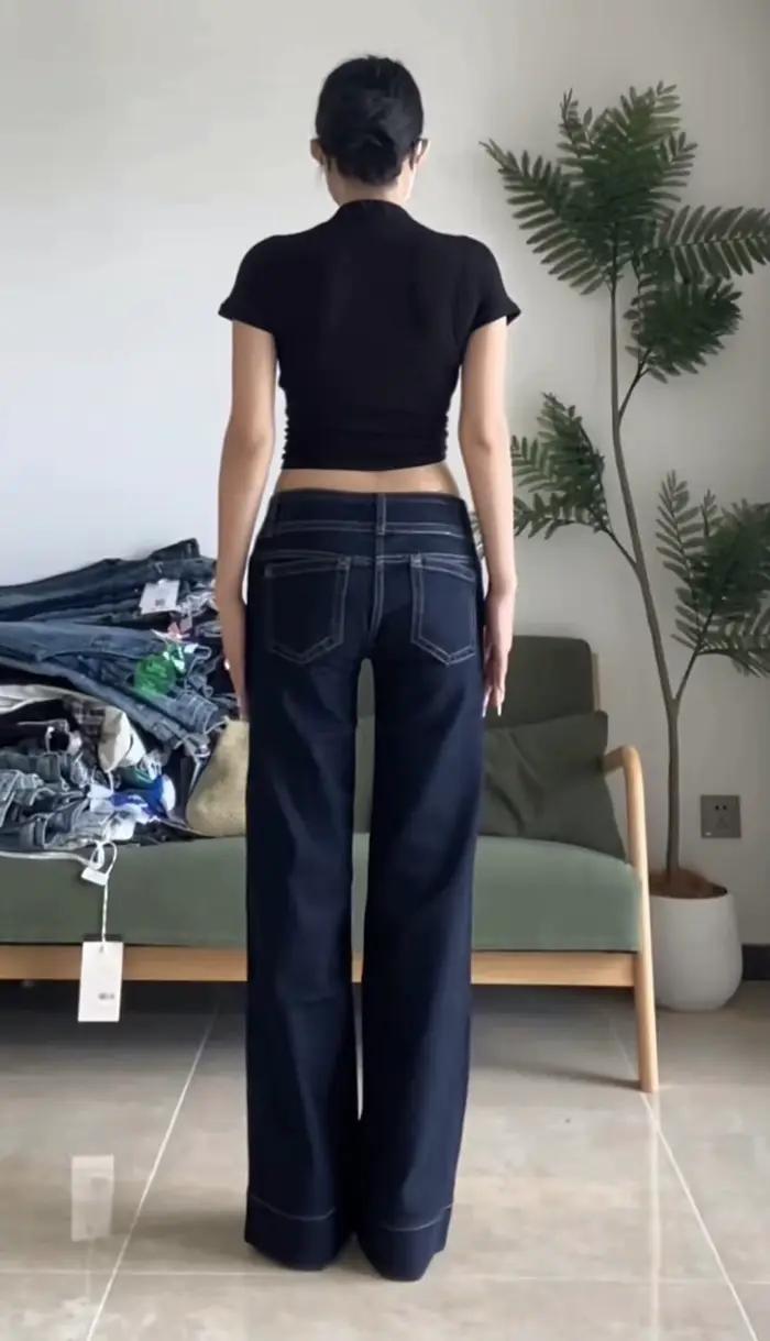 Femmes Vintage bleu Y2k Baggy Jean 2025 automne Harajuku petit ami Denim pantalon haute rue 2000s