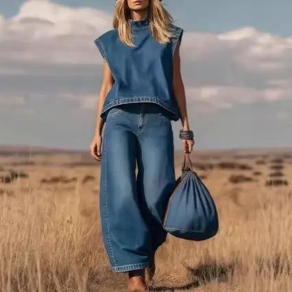 Ensemble pantalon en jean pour femme