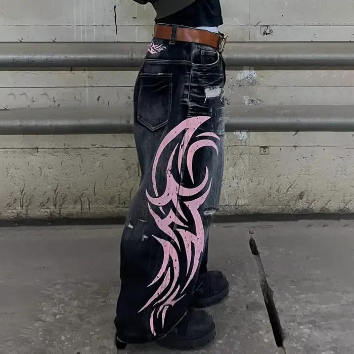 Jean imprimé totem chiné pour hommes