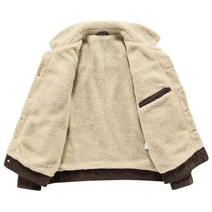 Veste en velours côtelé à boutonnage simple pour hommes