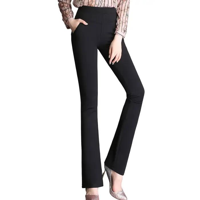 Pantalon évasé femme taille haute micro pantalon travail