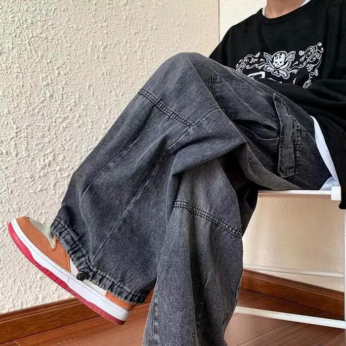 Pantalon de travail pour homme de style japonais rétro avec grandes poches