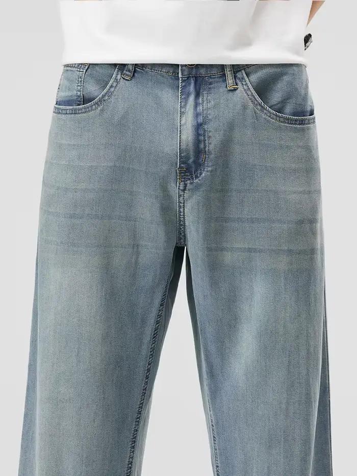 Jeans en Lyocell décontractés et élégants pour hommes, Occasions quotidiennes et spéciales, Tailles moyennes et grandes, Pantalons droits pour le travail et les loisirs