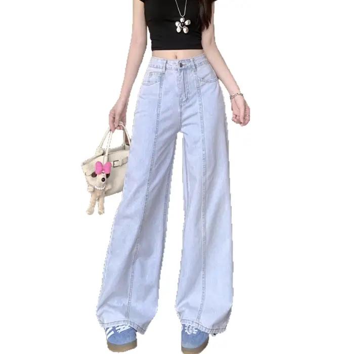 Jeans amples à jambes larges et droites pour femmes