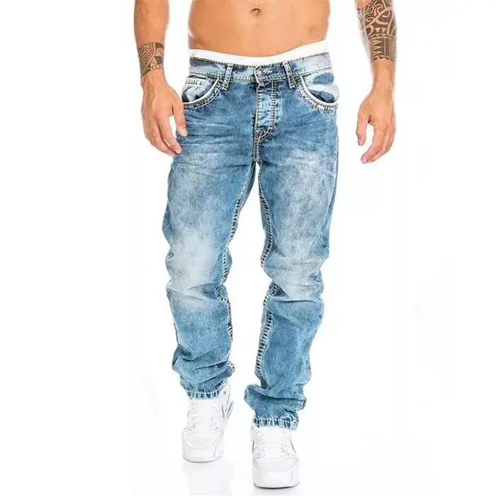 Hommes Jeans marques droite Stretch mince Jean Homme pantalons Hombre