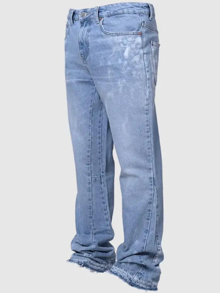 Jeans Vintage Hommes Pantalon Droit Taille Moyenne Stretch En Détresse Lavé Pour Shopping Occasions Spéciales