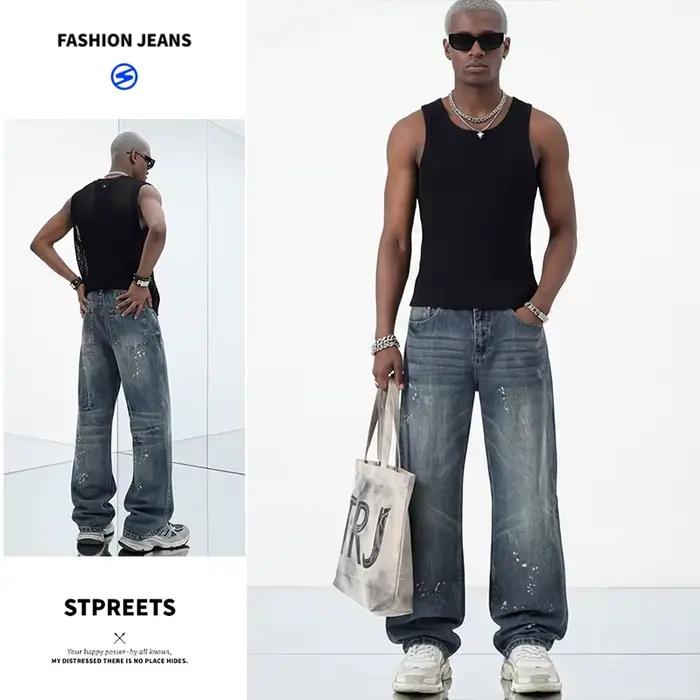 Jeans droits rétro américains printemps-été pour hommes