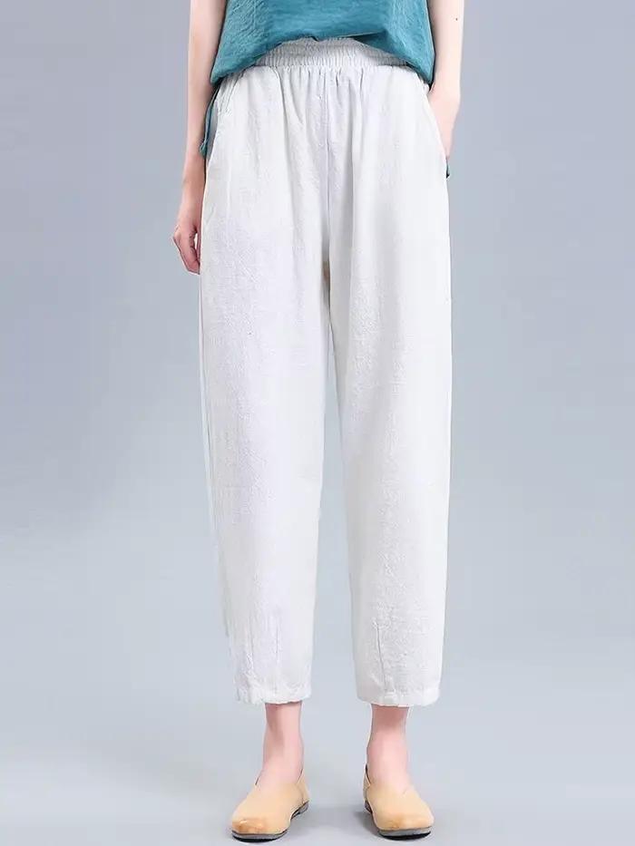 Pantalons pour femmes ample Baggy tendances 2025 tous moyens nouveaux en tenues taille unique haute qualité décontracté Xxl G femme pantalon coton lin