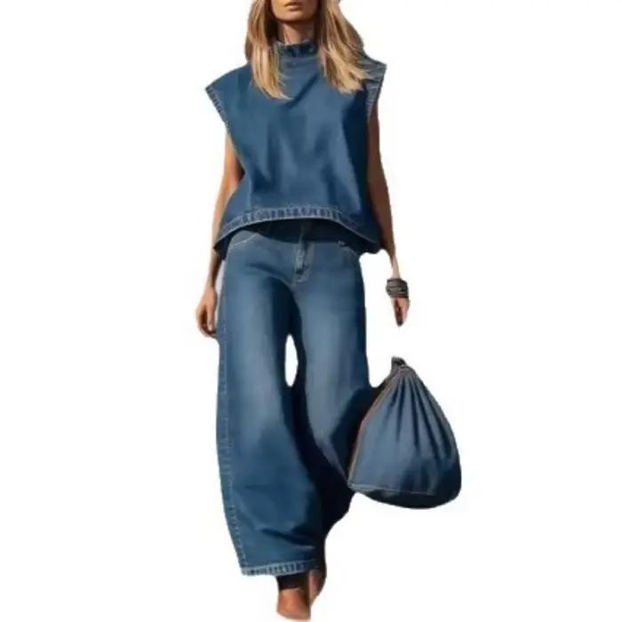 Ensemble pantalon en jean pour femme