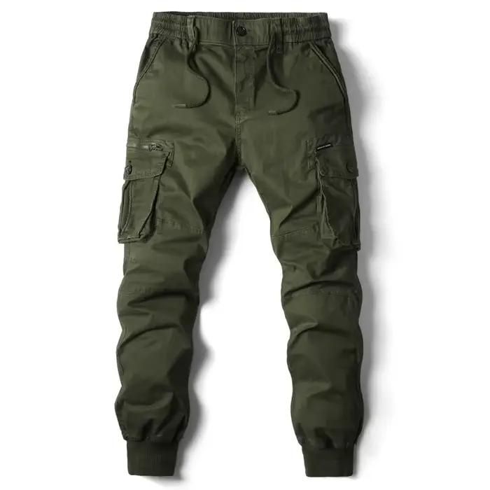Pantalon Cargo hommes Jogging pantalons décontractés coton taille élastique militaire