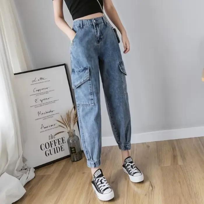 Jeans sarouel taille haute pour femmes