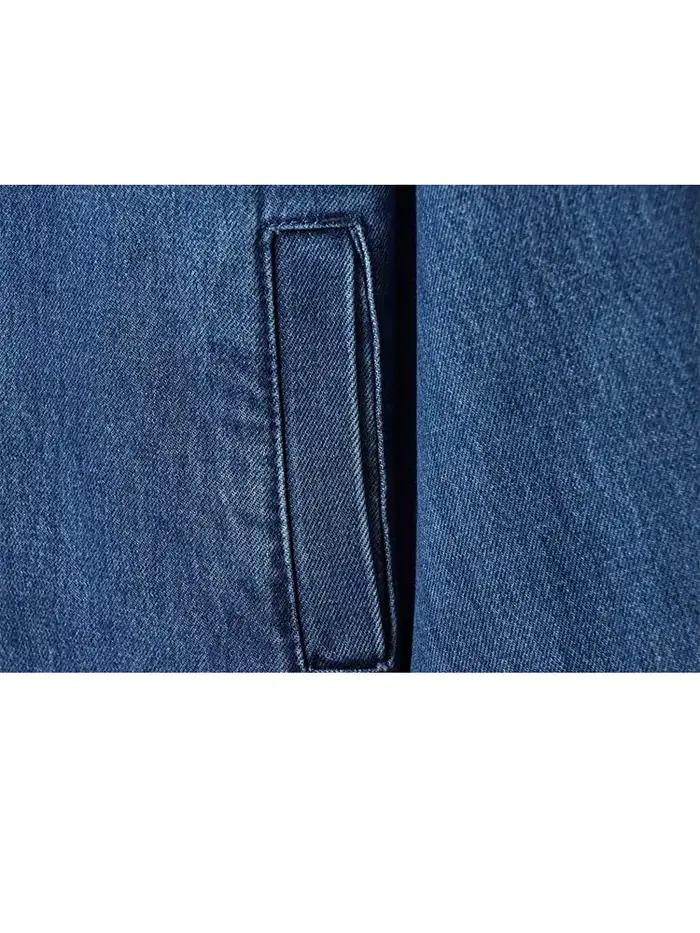 Veste en jean à col en velours côtelé à simple boutonnage chic pour femmes HH