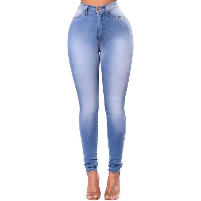 Vintage femmes jean coupe ajustée taille haute Denim crayon pantalon Bootcut hiver Pull-on