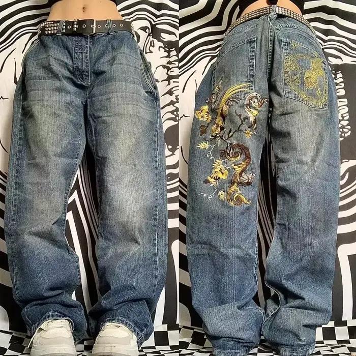 Jeans brodés à motif Joker pour femmes