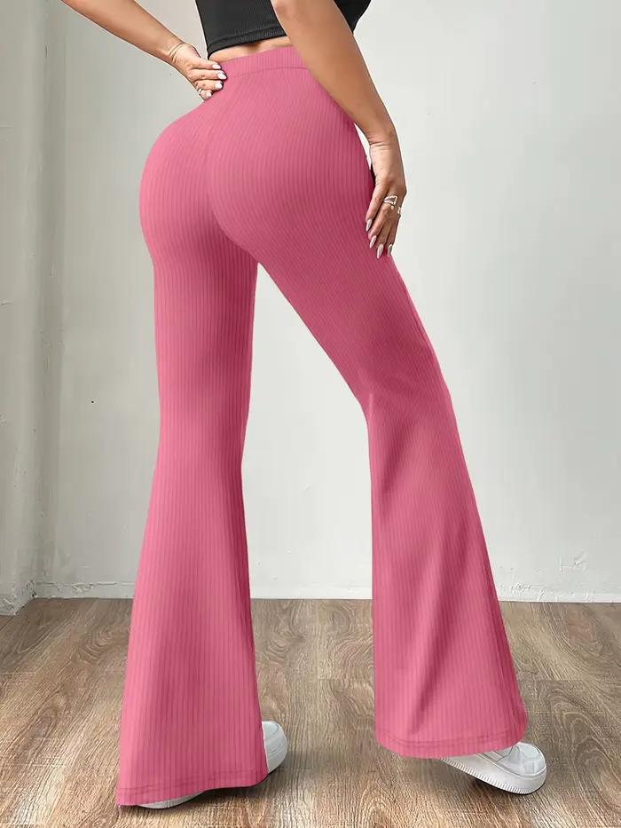 Pantalon évasé côtelé taille haute pour femme