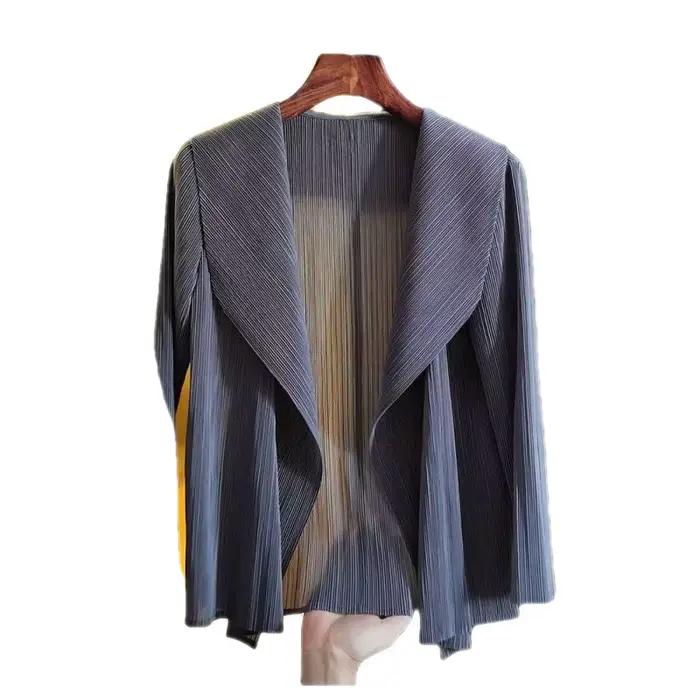 Veste pliée décontractée pour femme, nouvelle collection printemps été 2024, vêtements extérieurs, polyester, tricoté, ouvert, ajusté, confortable, polyvalent