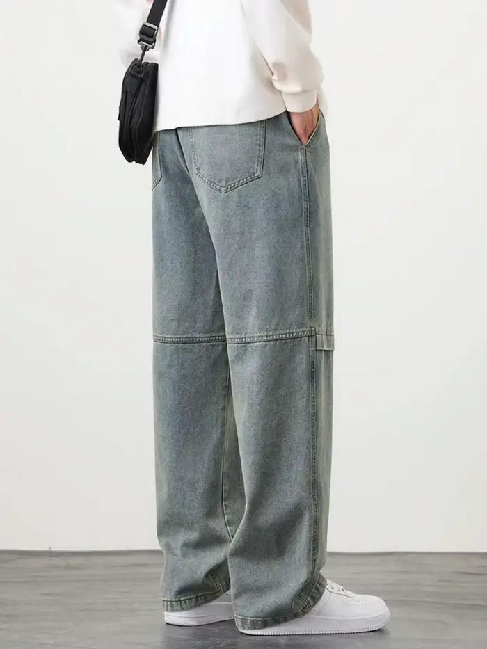Nouveau Jean Rétro Homme Grande Taille avec Cordon de Serrage Pantalon en Denim Ample Coton Décontracté Coupe Droite Taille 5XL Occasions Quotidiennes Polyester Coton Robuste Polyvalent