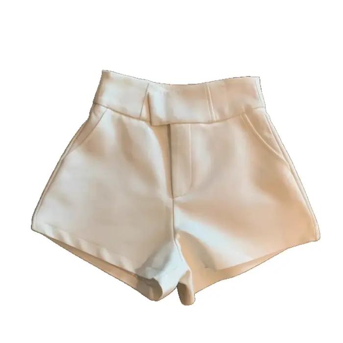 Pantalon large blanc taille haute pour femme, style décontracté, coupe droite, automne-hiver, style urbain, en polyester