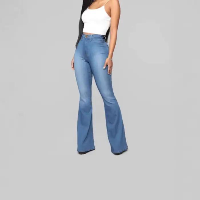 Pantalon Capri en Denim Classique Taille Haute Coupe Slim pour Femme