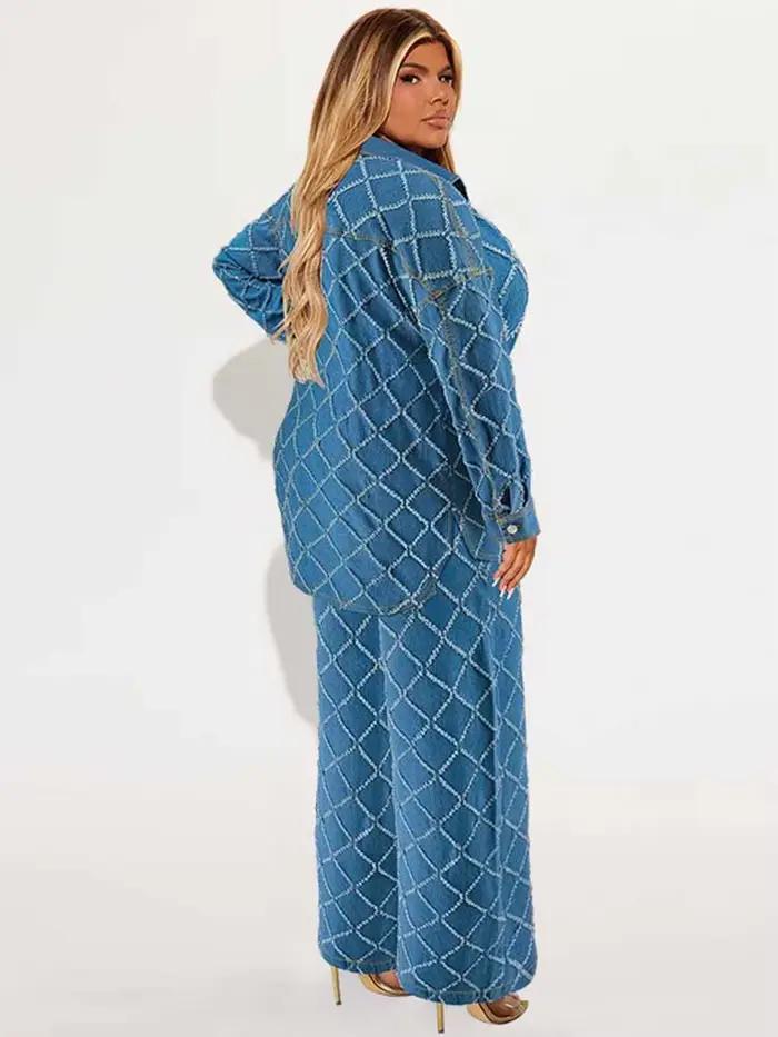 Denim 2 pièces ensemble femmes jean et veste hiver tenues décontractées à manches longues