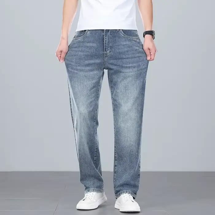2025 nouveau été mince hommes jambe droite pantalon denim