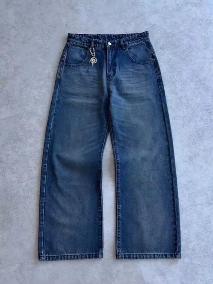 Jeans pour hommes brodés motif poisson-roux et tigre