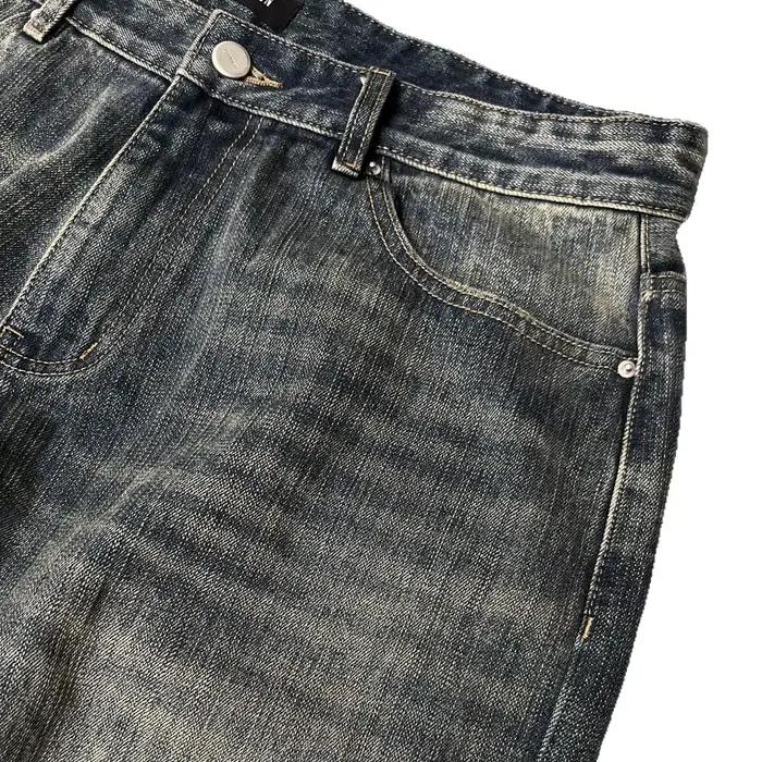 Jean délavé coupe ample bootcut style vintage dégradé coucher de soleil festival japonais en bambou taille haute jambe droite