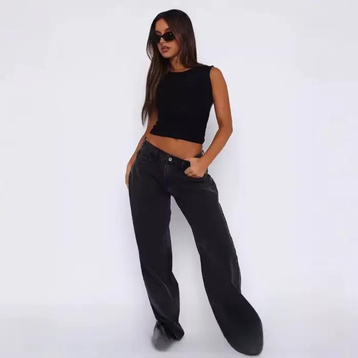 Jean ample taille haute pour femme