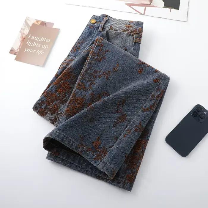 Jean Jacquard Vintage délavé pour femme