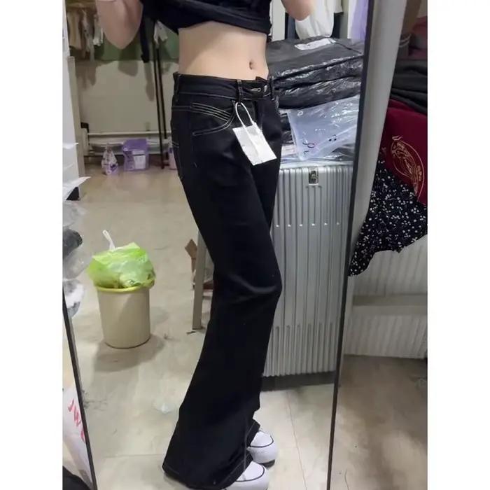 Pantalon en denim évasé vintage Y2K PUNK STYLE GIRL pour femmes, coupe ample, style Harajuku, occassions printemps-automne