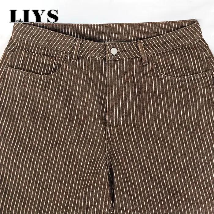 LIYS Jeans à rayures verticales jacquard style japonais et coréen