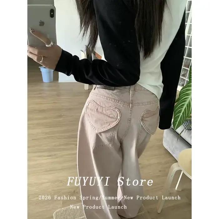 Jean en denim taille haute pour femme, coupe ample, décontracté, polyvalent, nouvelle collection été, style moderne, jeans amples, matière coton-polyester, ajustement parfait, occasionnels et quotidien