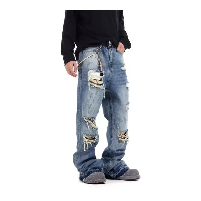 Jean décontracté rétro américain coupe droite pour homme
