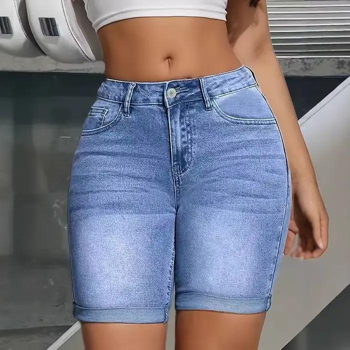 Jean blanchi short Denim femmes