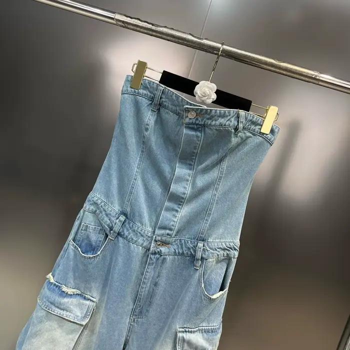 Getspring-Combinaison en jean sans bretelles pour femme