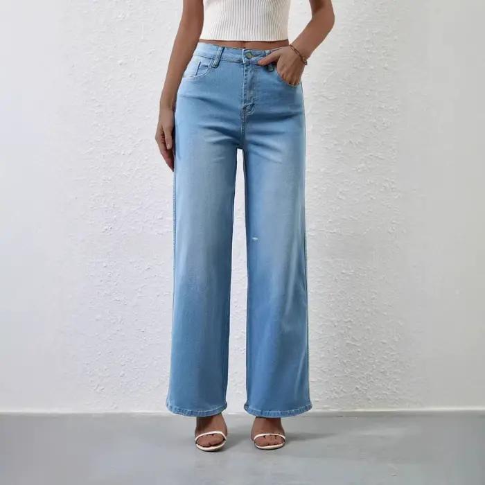 Jean taille haute coupe droite pour femme