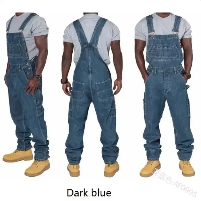 Jean salopette en polyester décontracté pour homme, coupe ample, longueur cheville, pour grandes tailles, automne printemps, occasions décontractées