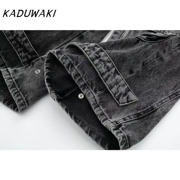 Jean gothique Kaduwaki pantalon cargo femmes jambes larges couleur unie nouvelle mode printemps 2025