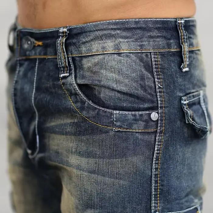 Short cargo en denim pour homme avec plusieurs poches