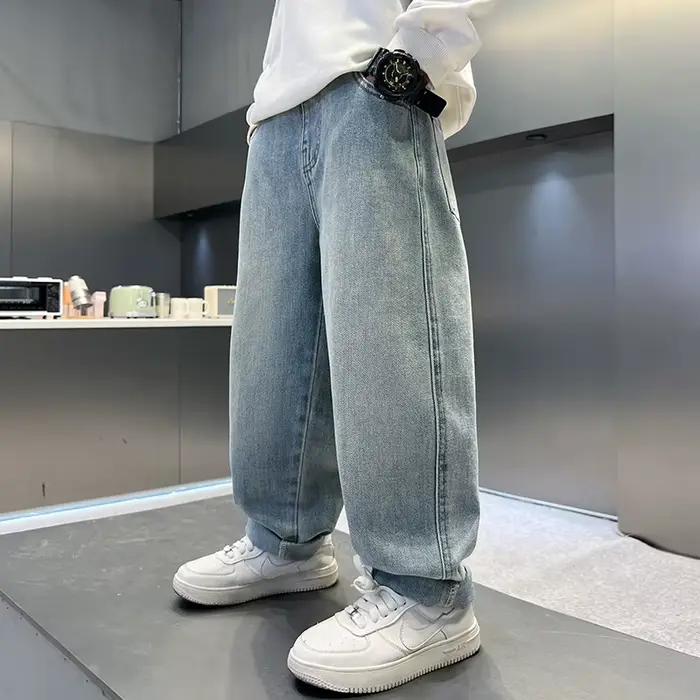 Nouveau Design enfants Baggy jean pour adolescents garçons décontracté Style ample dessin animé Denim pantalon élégant
