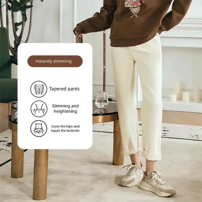 OLrain Vintage Cotton Pancil Jeans Femme Printemps-Été 2026 Élastique Décontracté Confortable Longueur Cheville Jean en