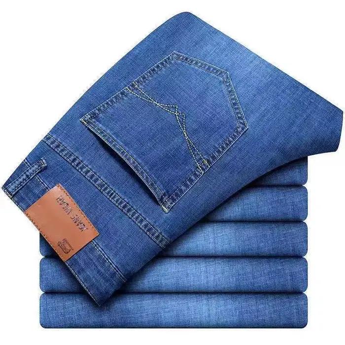 Jean homme décontracté droit Stretch mode classique bleu noir travail Denim pantalon