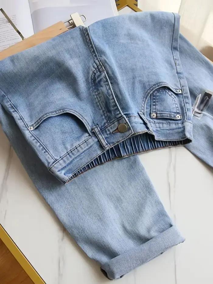 Décontracté Harem survêtement Jean femmes élastique taille haute Denim pantalon printemps