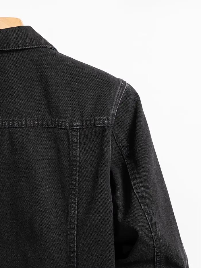 Veste en jean noire pour hommes, style décontracté, élégant et résistant, idéal pour le printemps et l'automne, polyvalent pour divers usages et occasions